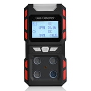 4-in-1 Gas Detector, Portable Rechargeable Multi-Gas Monitor Meter Tester with LCD Display & Vibration Alarm for CO/O2/H2S/EX, IP65 Dust & Water Resistant