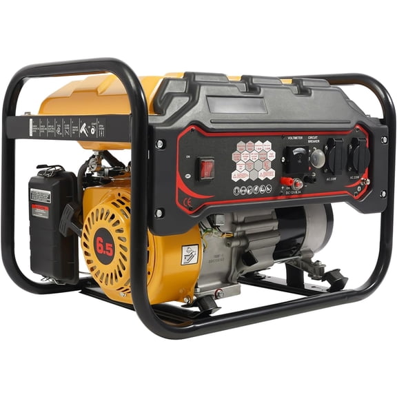 Portable Generator 6.5hp 4-Stroke Gasoline Generator Recoil Start Gas Powered Generators with Sturdy Frame Single Cylinder Air-Cooled For Emergency Backup Power 12v