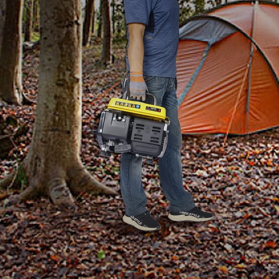 Portable Generator 900W Peak, 71CC Gas Powered Generator Low Noise for Home Use Camping Tailgating, Yellow Steel Frame