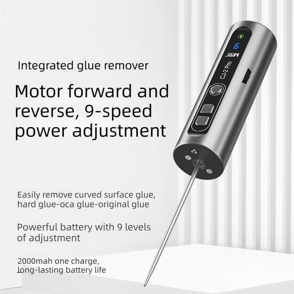 Portable Glue Remover Tool, 9.05x1.37 Inch Adhesive Remover With Precision Smoothing Tip, Repair Device For Phone Screen Glass And Sticker Residue, Easy Use (Silver)