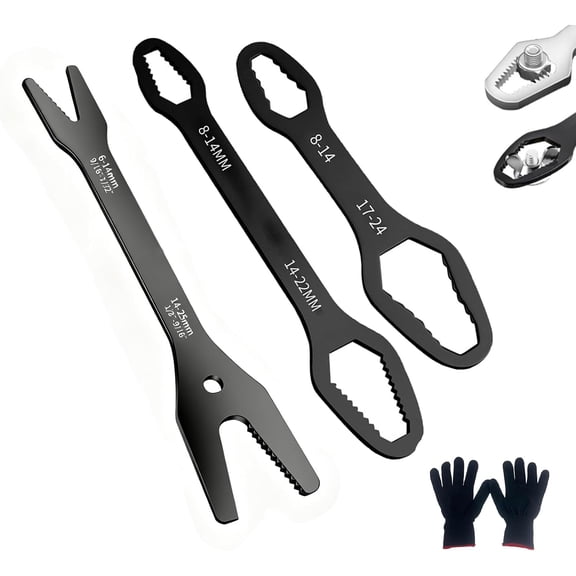 Portable Goat Wrench Lineman, Y Wrench Multifunctional Double-Head Torx Spanner, Universal Hand Tool for Car Bicycle Repair, 6-25mm Adjustable Heavy-Duty Steel Goat Wrench