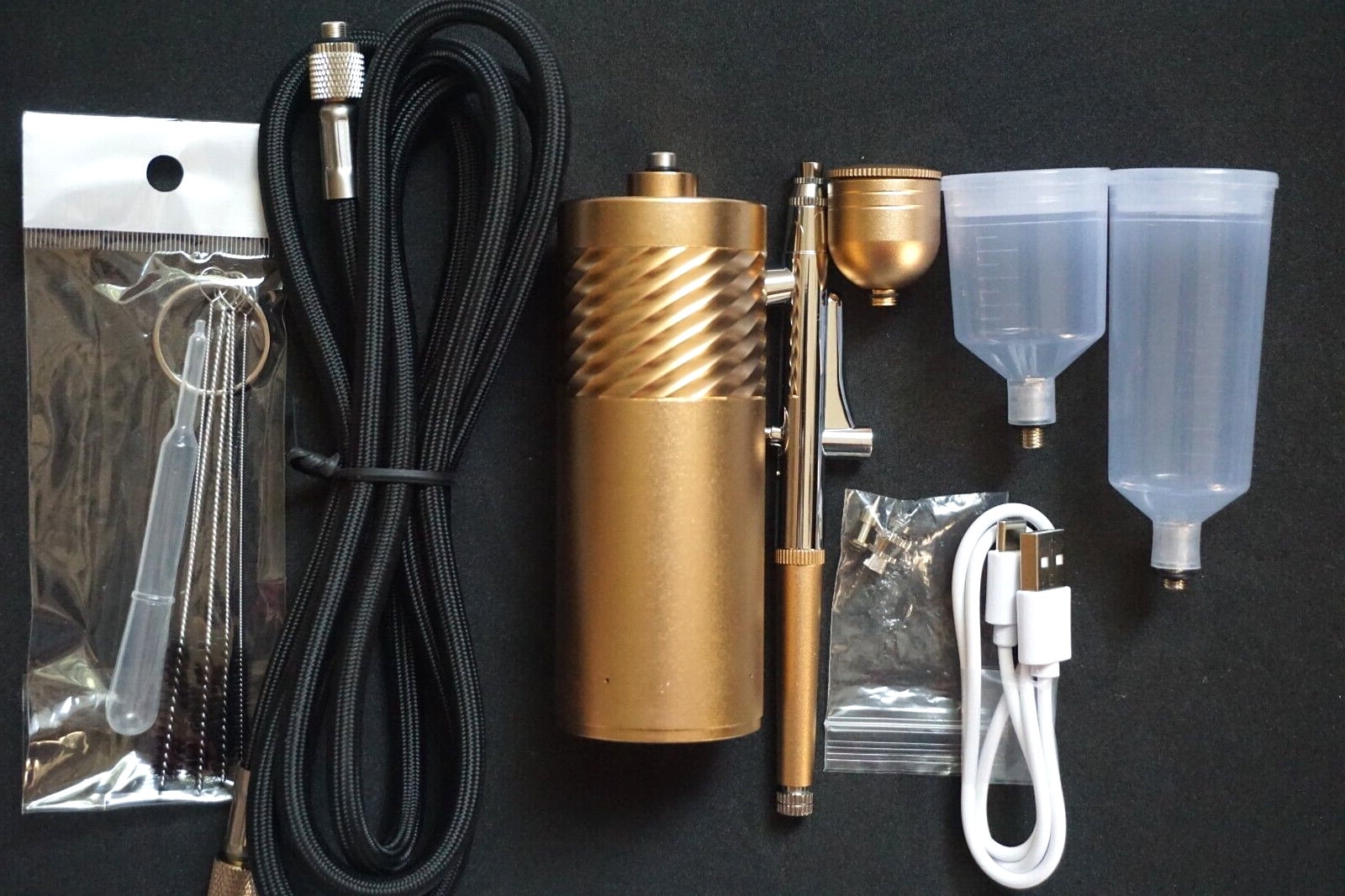 Portable Gold Airbrush Compressor Spray Kit for Nail Art, Tattoo, and