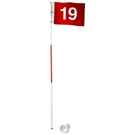 Portable Golf Hole Cup and Pin Flag, 6-Foot Height Flagstick, Create Your Own Backyard Golf Practice Hole, White/Red