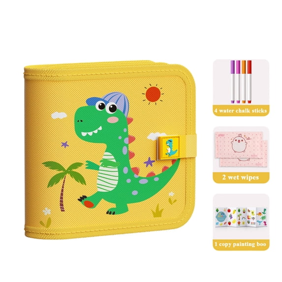 Portable Graffiti Sketch Pad with 4 Water Color Pens (2ml Each) & 1 Wet Wipe - Reusable Drawing Book Toddlers, Educational Toy for Preschool Learning, Travel-Friendly Art Activity Kit for Bo