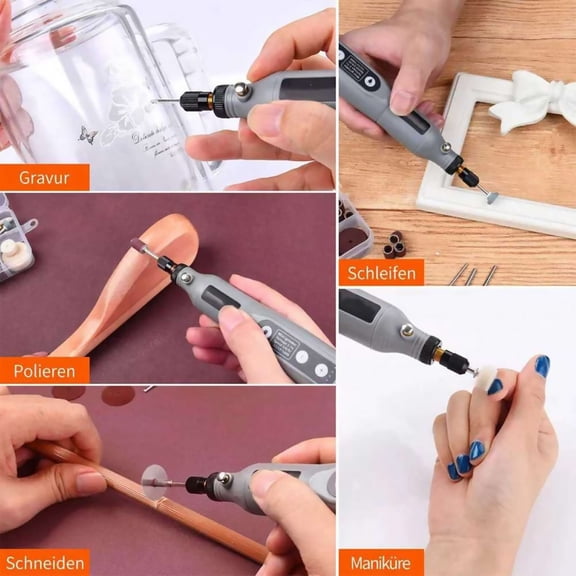 Portable Gray Electric Grinder Kit Versatile DIY Tool Set for Cutting, Engraving, Polishing Tool