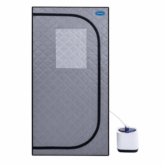 Portable Gray Steam Sauna Tent, Personal Home Spa, 2.2L Steam Generator, Remote Control, Foldable Chair, PVC Pipe Frame