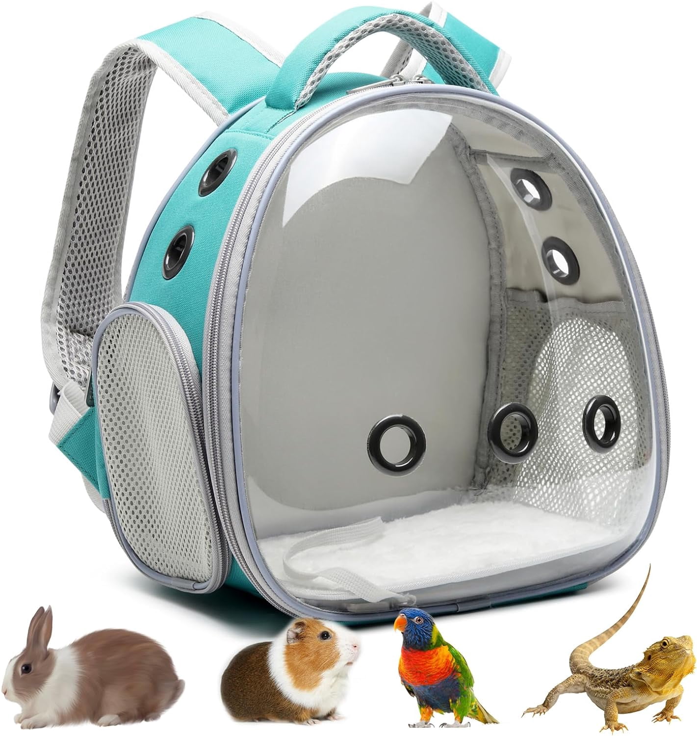 Portable Travel pet Backpack Carrier Hamster Bag Guinea Pig Bird Small Dog cat Turtle Carrier Rabbit Cage Squirrel Bearded Dragon Breathable Hangbag (Green).Product promotion event
