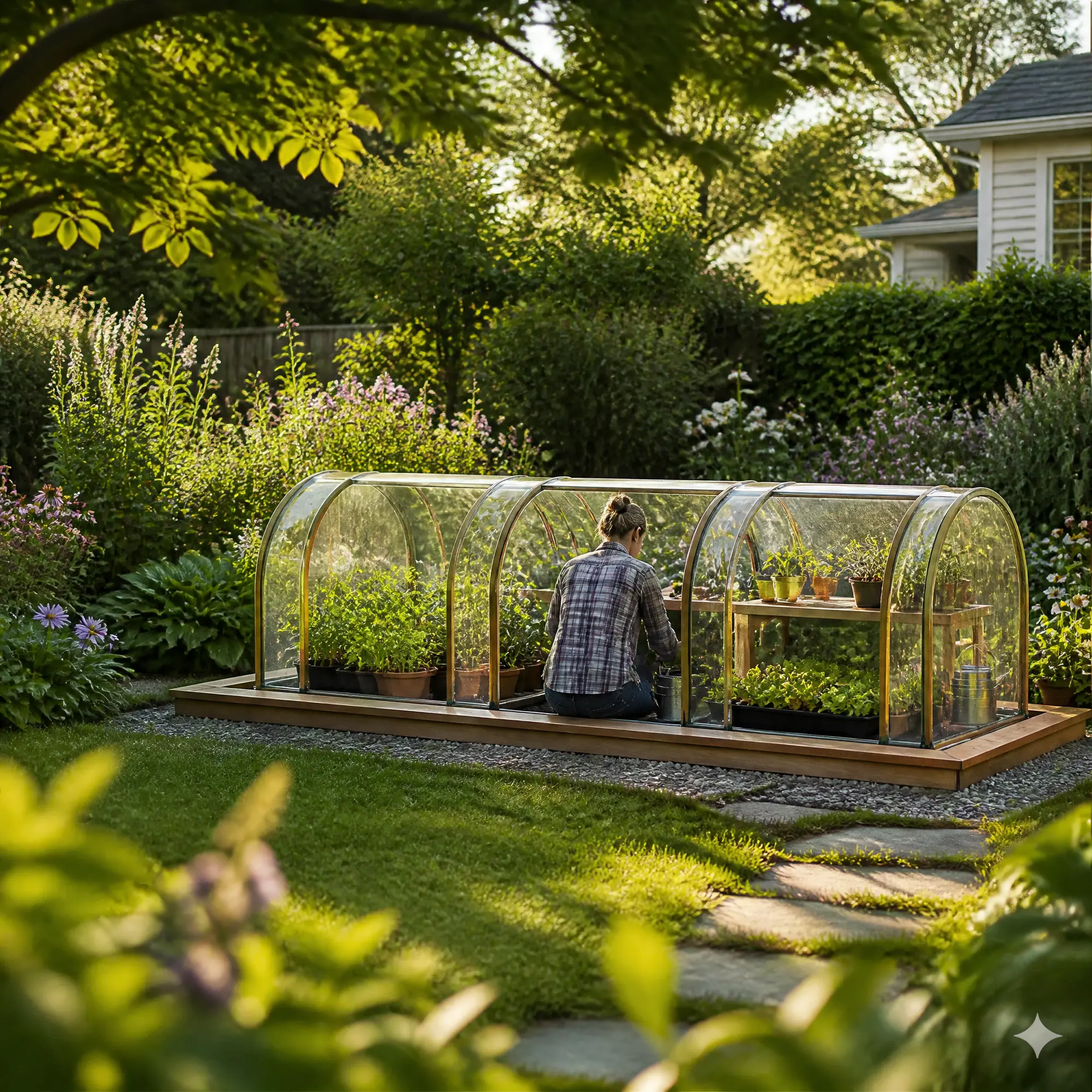 Portable Greenhouse 11.5ft, Tunnel-Style Mini Greenhouse with 4 Roll-Up Zippered Doors, PVC Cover Steel Frame Outdoor Plant Hot House for Garden Backyard