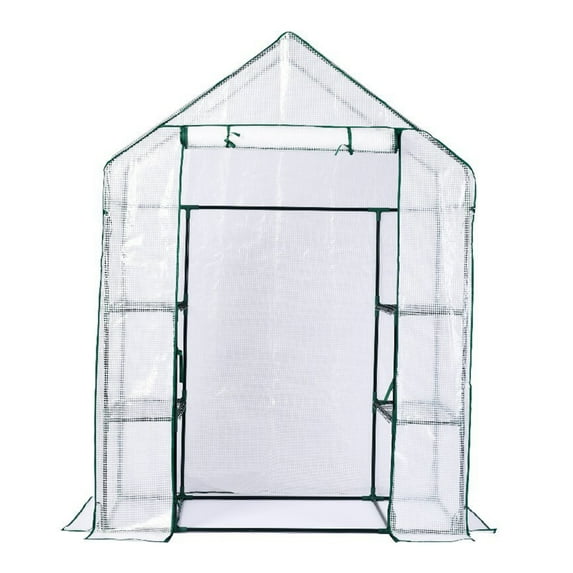 Portable Greenhouse ,Shed Metal Frame Walk-in Greenhouse with Roll-Up Door ,3 Tier Shelves Easy Assembly Mini Greenhouse for Courtyard Balcony