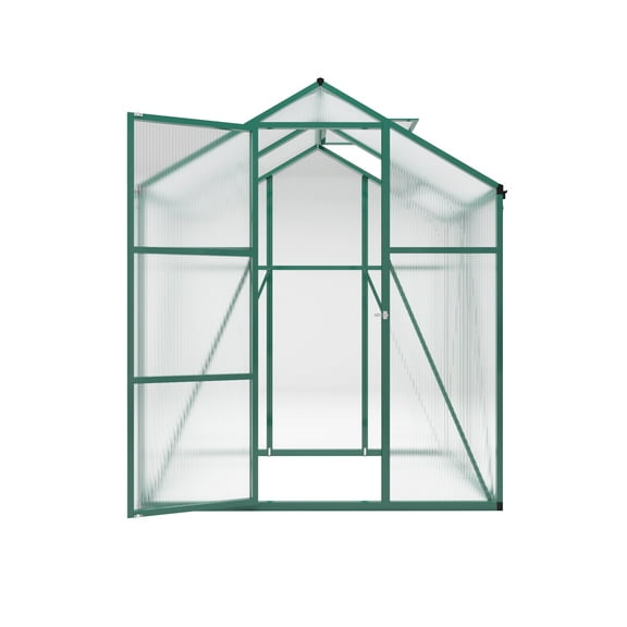 Portable Greenhouses Newly marketed Gain height windproofaluminum greenhouse 6x4 FT Polycarbonate Greenhouse Raised Base and Anchor Aluminum Heavy Duty Walk-in Greenhouses for Outdoor Backyard in All