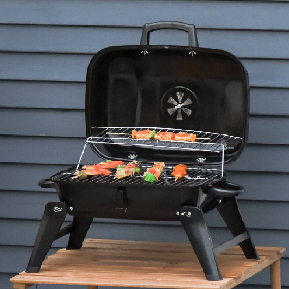 Portable Grill BBQ Tabletop Charcoal Camping Picnic Cooker Air Vent Outdoor
