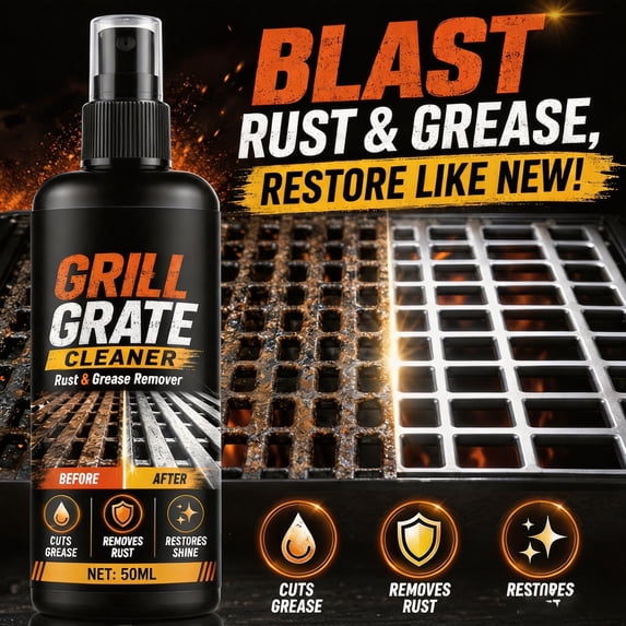 Portable Grill Cleaner and Grease Remover Spray, Heavy Duty Burnt Food and Oxidation Formula, Cooktop and Grate Cleaner for Outdoor BBQ and Kitchen