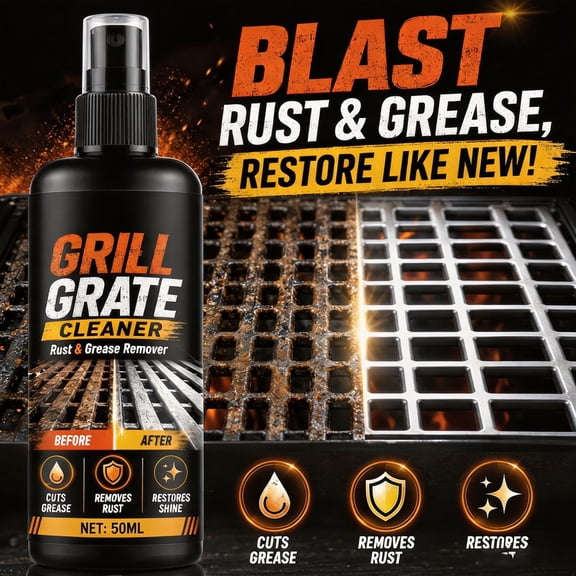 Portable Grill Rust Grease Cleaner Spray, Foaming Free Metal Cleaning Solution, Removes Burnt Food Oxidation And Tough Grime From Grill Stove Components And Kitchen Equipment