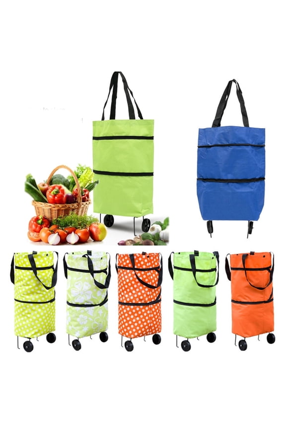 Portable Grocery Trolley Bag Folding Trolley Shopping Bag Small Luggage Bag with Collapsible Wheels for Groceries,Super Market and Office Use