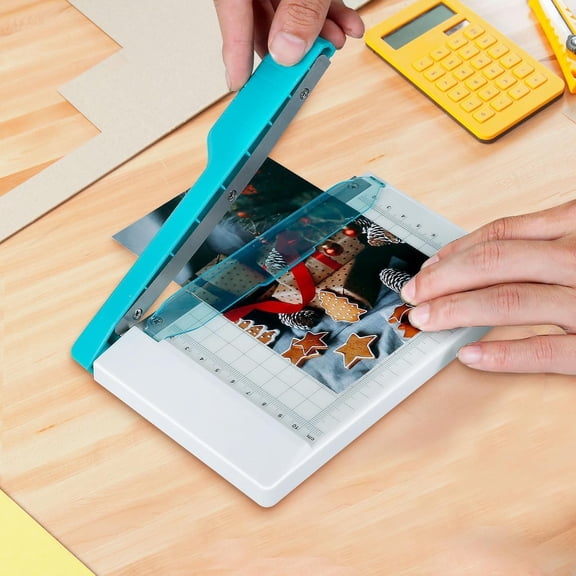 Portable Guillotine Paper Cutter - Small Mini 6-Inch Cut, Non-Slip Slider Design | Compact Trimmer for Craft Paper, Cards, Photos - Office Essential