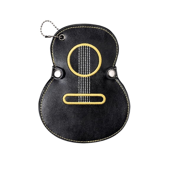 Portable Guitar Pick Storage Bag,PU Leather 17 Slots Case,Guitar Shaped Pick Holder,Lightweight Travel Carry,Zipper Closure,Guitar Player Accessory,Music Lover Gift,Instrument Pick Organizer Pouch