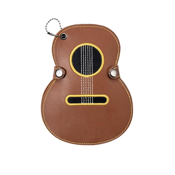 Portable Guitar Pick Storage Bag,PU Leather 17 Slots Case,Guitar Shaped Pick Holder,Lightweight Travel Carry,Zipper Closure,Guitar Player Accessory,Music Lover Gift,Instrument Pick Organizer Pouch