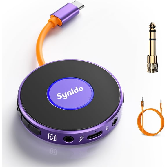 Portable Guitar o Interface with USB-C 24bit, 48kHz Mini for DJ Output, Recording Music and Live Streaming Instrument Input Headphone Monitoring