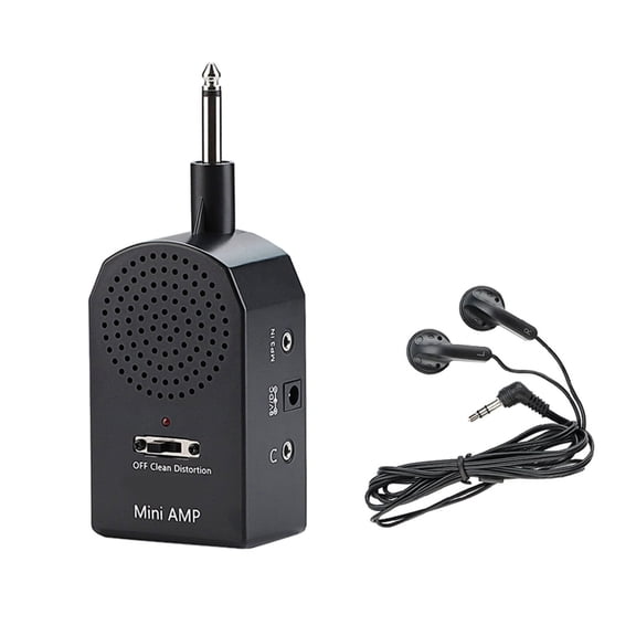 Portable Guitar with Headphone Output & Distortion, Battery Powered for Electric/Bass Guitars Practice