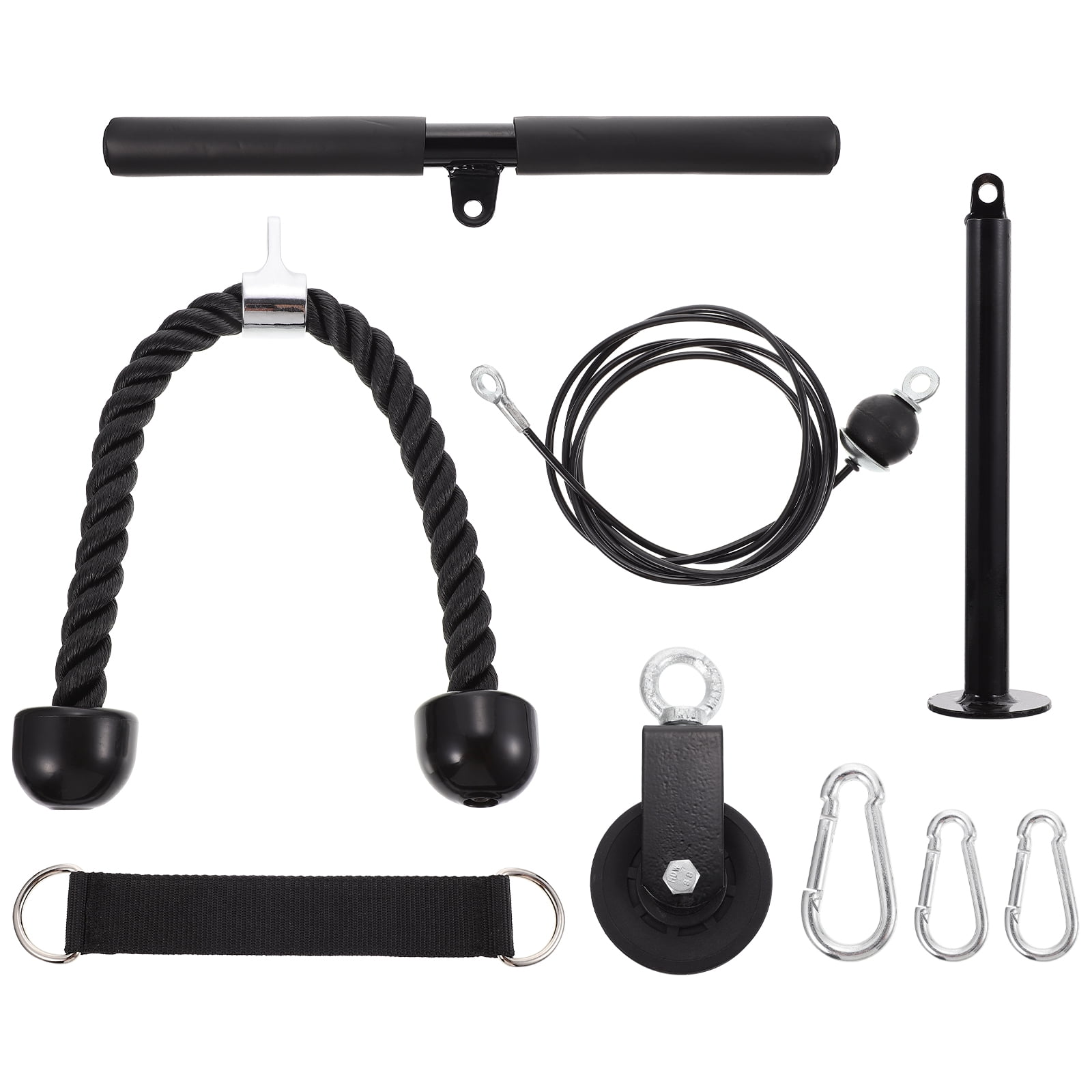 Portable Gym Machine DIY Pulley Rope Lat and Lift Straight Bar