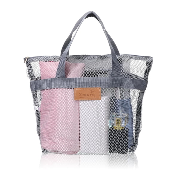 Portable Gym Shower Bag, Mesh Shower Caddy Bag, Quick Dry Hanging Toiletry and Bath Organizer with Zipper for College Dorm, Gym, Yoga, Swimming Pool, Travel(Pink)