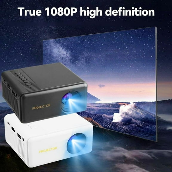 Portable HD 1080P Ceiling Projector for Home Bedroom Wall Projection, Multi-Device Connectivity with Focus and Quality Enhancement, Eco-Friendly ABS Plastic Material, Lightweight and Easy to Set Up