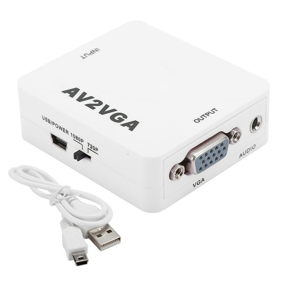 Portable HD AV2VGA Converter Adapter Box Professional AV RCA CVBS to VGA Convertor