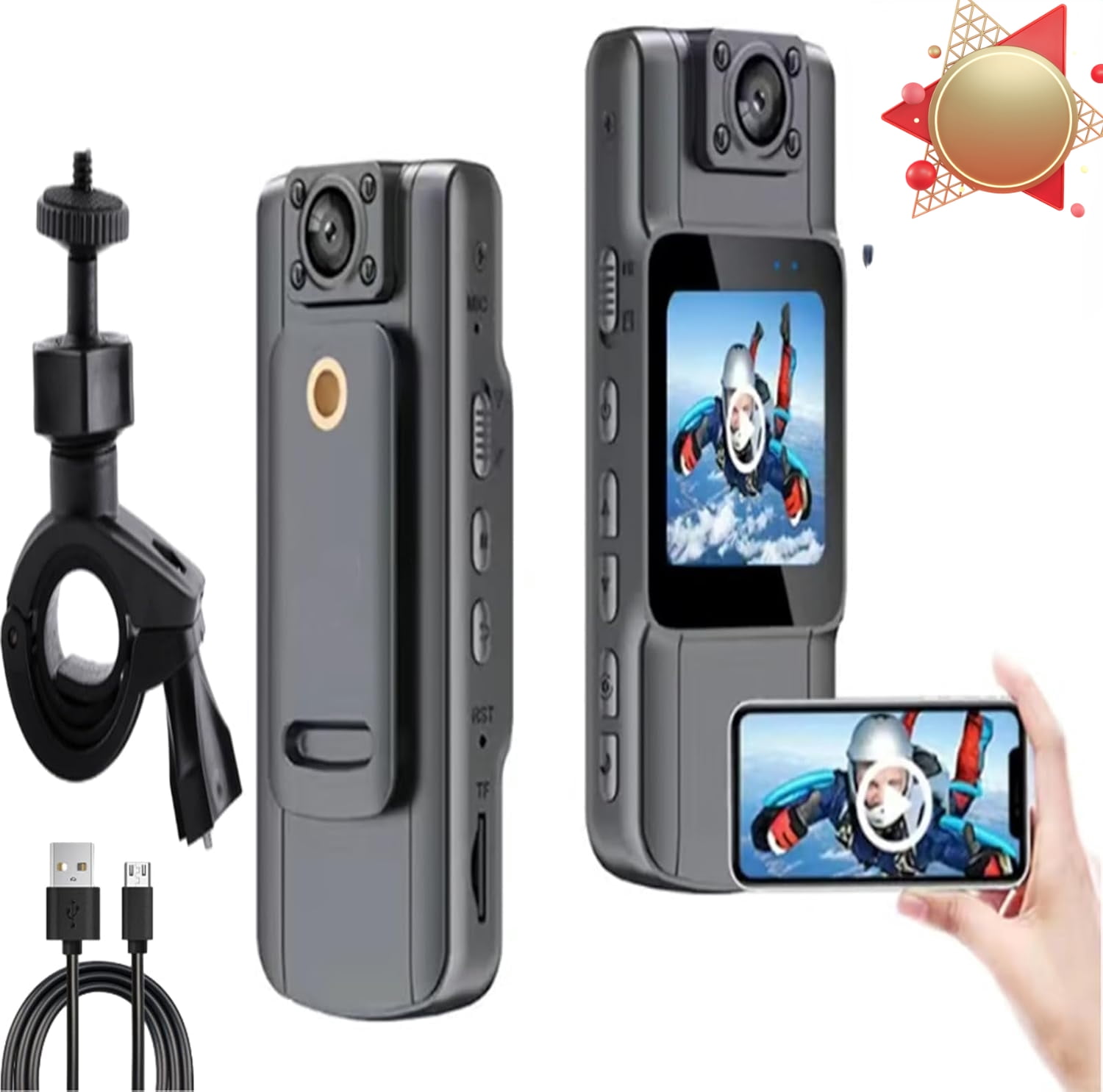 Mobile Action Camera Portable HD Action Camera, 1080p mini Wearable Action Camera, Night ...