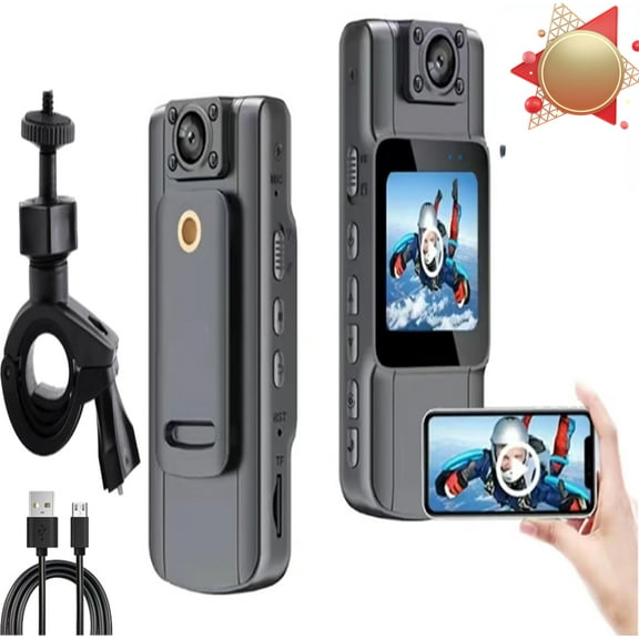 Portable HD Action Camera, 1080p mini Wearable Action Camera, Night Vision Actions Cameras, Police Body Camera, Body Cam with Audio, Video Camera Recorder (Direct Recording 4K + Bracket)