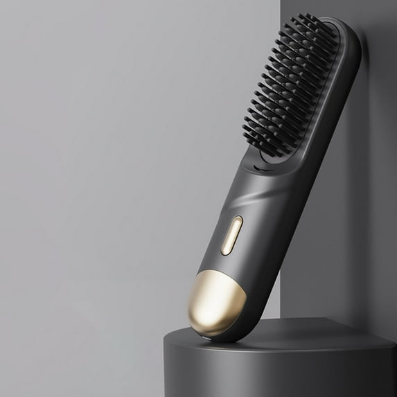 Portable Hair Straightener Brush Cordless Heated With 4 Temperature Settings Type C Charging Travel Friendly for All Hair Types