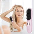 thumbnail image 1 of Portable Hair Straightener Brush USB Rechargeable Mini Flat Iron Brush with 3 Heat Settings LED Display for Travel Gym Home Use Cordless Hair Styling Tool, 1 of 9