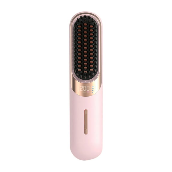 Portable Hair Straightening Brush Pro Cordless Styling Tool with Curling Function for Smooth Shiny Hair