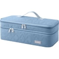thumbnail image 1 of Portable Hair Tool Storage Organizer Bag, Double-Layer Travel Bag for One-Step Hair Dryer, Volumizer Hot Air Brush & Attachments, Bag Only, Quilted Blue, 1 of 14
