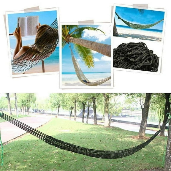 Portable Hammock, Breathable Nylon Mesh Camping Hammock, Lightweight 220lbs Capacity Outdoor Hanging Bed with Tie Straps for Backpacking