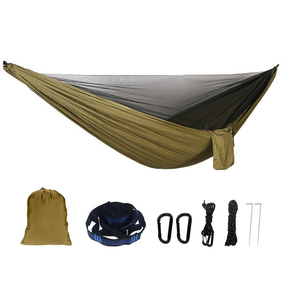 Portable Hammock, Camping Shelter, Automatic Mosquito Net with Drawstring, Nylon Mesh, 2 Steel Buckles, 1 Storage Bag
