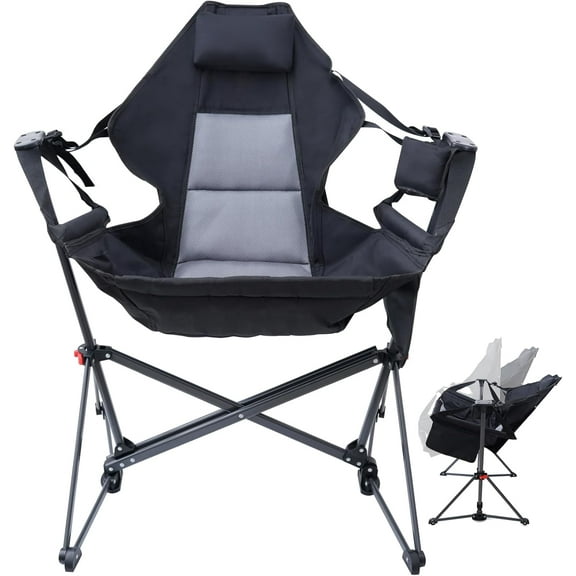 Portable Hammock Chair, Camping Chair, Rocker Camping Chair, Swinging Chair, Lightweight & Portable, with Pocket, Cupholder, Easy to Carry, Heavy Duty for Outdoor Camping & Picnic (1 Pack)