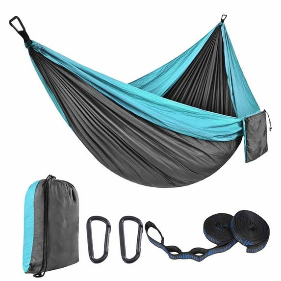 Portable Hammock Single or Double Hammock Camping Accessories for Outdoor, Indoor w/ Tree Straps