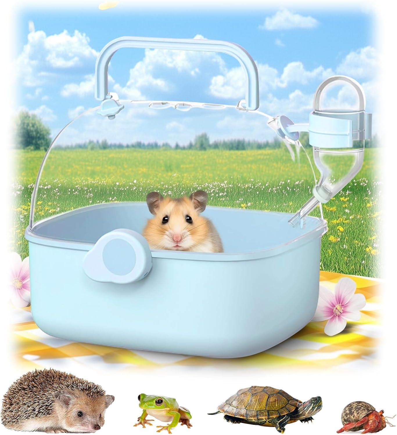View of Portable Hamster Carrier Cage for Travel - Acrylic Small Animal Cage ...