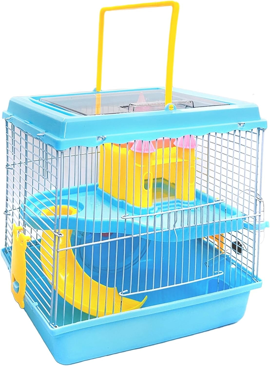 Portable Hamster Travel Carrier Cage with Water Bottle, Breathable Dwarf Hamster Carry Case for Outdoor Travel, Small Animal House for Gerbil Mice