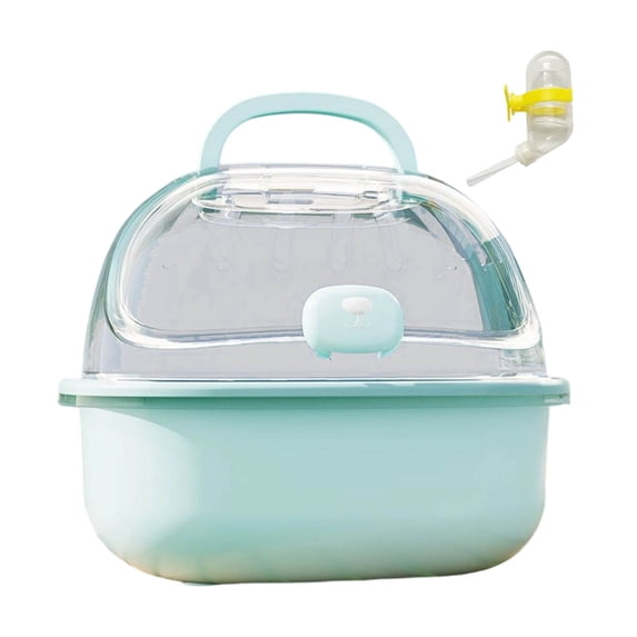 Portable Hamster Travel Carrier Cage with Water Bottle, Transparent Small Pet Outdoor Carry Case,Colour as Pictured