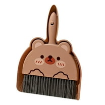 Portable Hand Broom and Dustpan Set,Cute Mini Broom and Dustpan Set with Durable Brush,Lightweight Small Dust Pan and Broom Set for Desktop Cleaning Small Space Cleaning(Brown Bear)