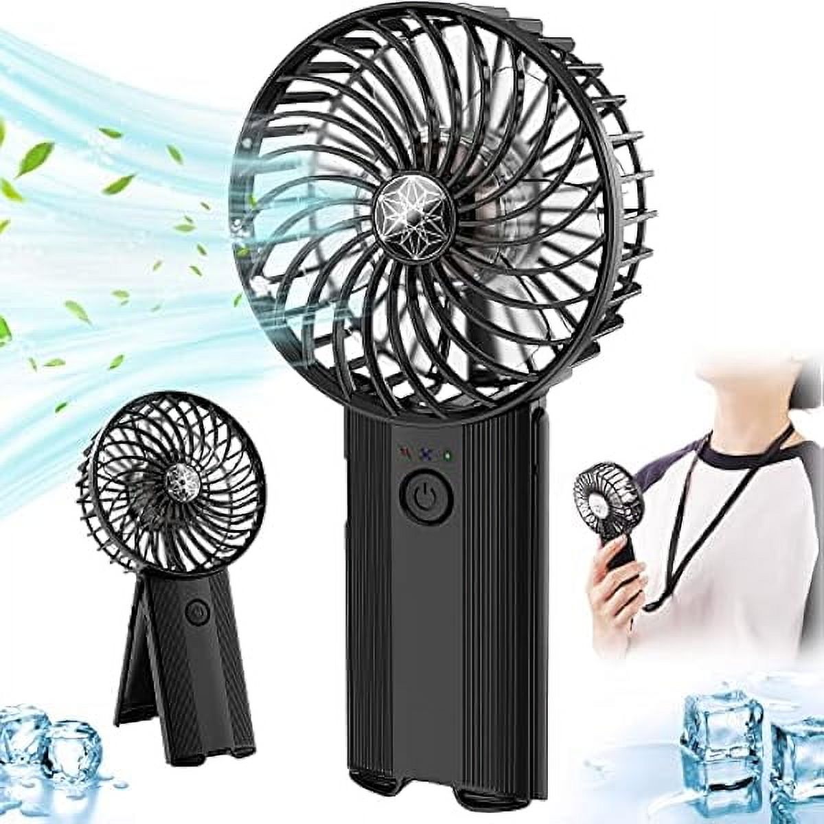 Portable Hand Held Fan-Handheld Personal Fan Rechargeable with 4 Speeds,Super Quiet,16 Hours of Use-Perfect for Airplane Beach Travel,Office,Gifts for Women-Black, UDO-B626