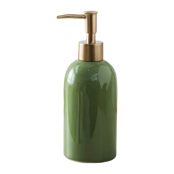 Portable Hand Liquid Pump Bottle, 420ml Refillable Bedroom Bathroom Kitchen Sink Ceramic Empty Soap Dispenser for Lotion, Body Wash, Dish Soap , Green
