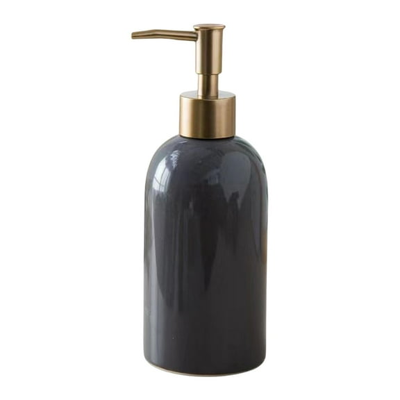 Portable Hand Liquid Pump Bottle, 420ml Refillable Bedroom Bathroom Kitchen Sink Ceramic Empty Soap Dispenser for Lotion, Body Wash, Dish Soap , Gray