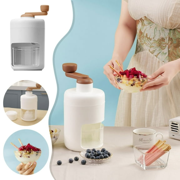 Portable Hand-Operated Ice Shaver | 500ml Capacity | Stainless Steel Blades | DIY Shaved Ice Maker for Summer Treats | 13x13x26cm | Food-Grade Materials | Easy to