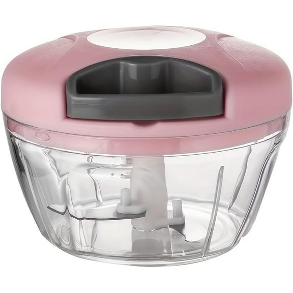 Portable Hand Pull String Garlic Mincer Onion Cutter,Vegetable Cutter, Multifunctional Garlic Masher, Manual Food Chopper, Vegetable Chopper,Garlic Crusher, Meat Masher,Kitchen Gadgets (500ML,pink)