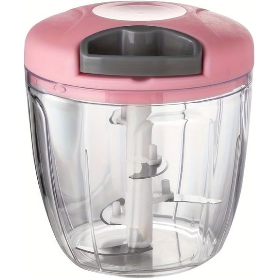 Portable Hand Pull String Garlic Mincer Onion Cutter,Vegetable Cutter, Multifunctional Garlic Masher, Manual Food Chopper, Vegetable Chopper,Garlic Crusher, Meat Masher,Kitchen Gadgets (900ML,pink)