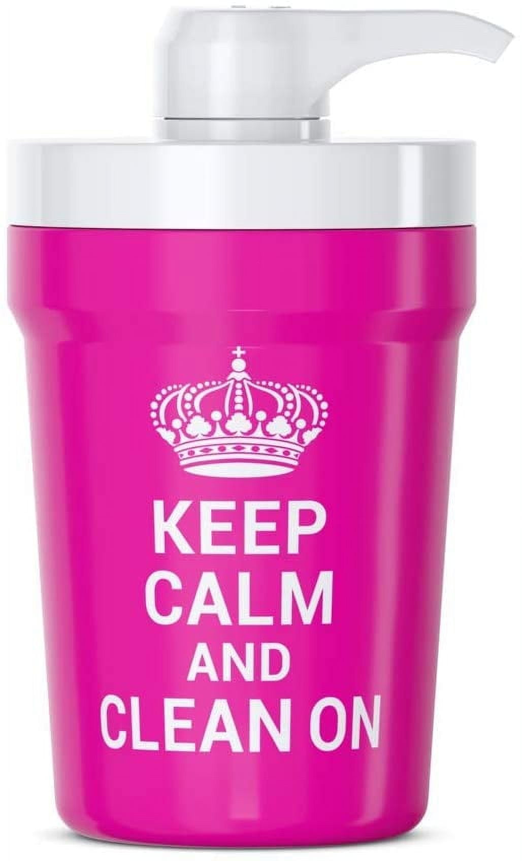 Portable Hand Sanitizer Dispenser for Car Cup Holders (Keep Calm Pink)