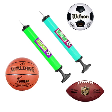 Portable Hand Sports Air Pump W/ Pin Needle Basketball Football Soccer Cycling (2 Pack)