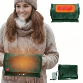 Portable Hand Warmer Muff for Winter, Soft Velvet Heated Hand Pouch for Men and Women, USB Powered Hand Warmer Pillow, Indoor Outdoor Use (Power Bank Not Included)-Green